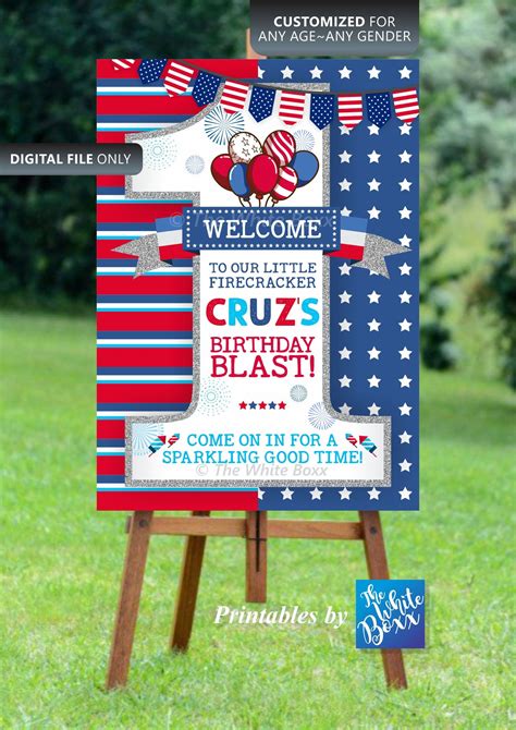 4th Of July Birthday Welcome Sign Banner Poster For Etsy