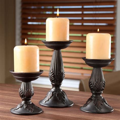 Vintage Pillar Candle Holders Resin Home Decor Stands