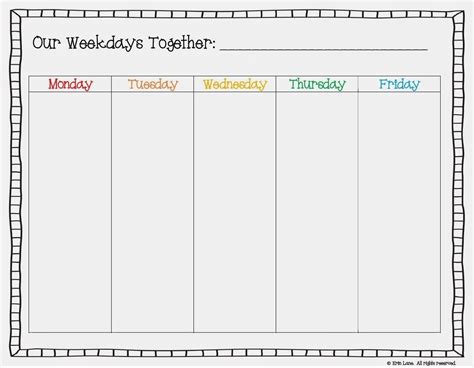 Free Printable Blank Calendar Template Weekdays Only Example Calendar
