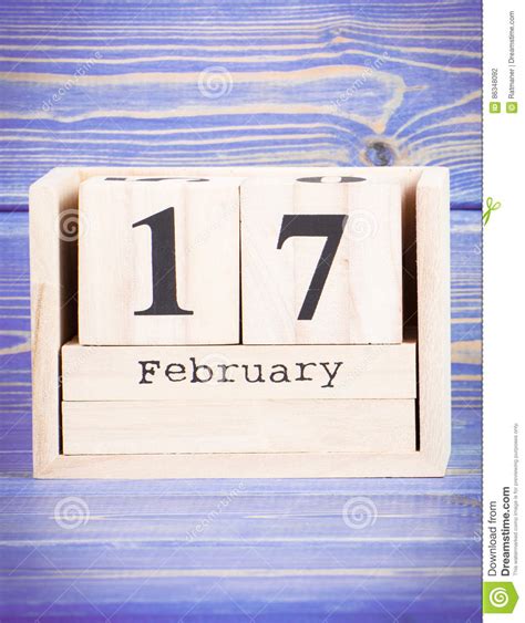 February 17th Date Of 17 February On Wooden Cube Calendar Stock Photo