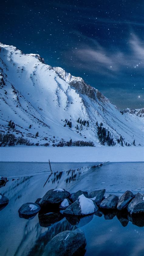 Snowy Mountains At Night Professional Desktop