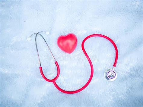 Stethoscope And Red Heart Heart Check Health Care Concept Stock Image