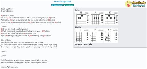 Chord Break My Mind Tab Song Lyric Sheet Guitar Ukulele Chordsvip