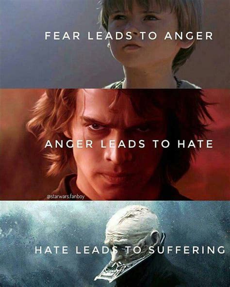 Fear Leads To Anger Star Wars Quotes Star Wars Memes Star Wars