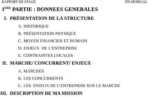 17 Exemple De Sommaire Rapport De Stage Bts
