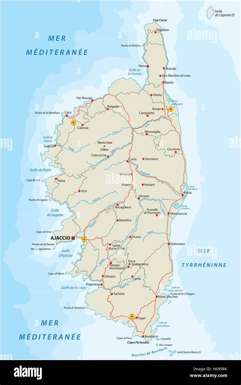 France Road Map Corsica Iris