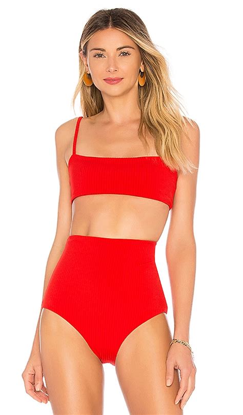 Mara Hoffman Sia Bikini Top In Red Rib REVOLVE