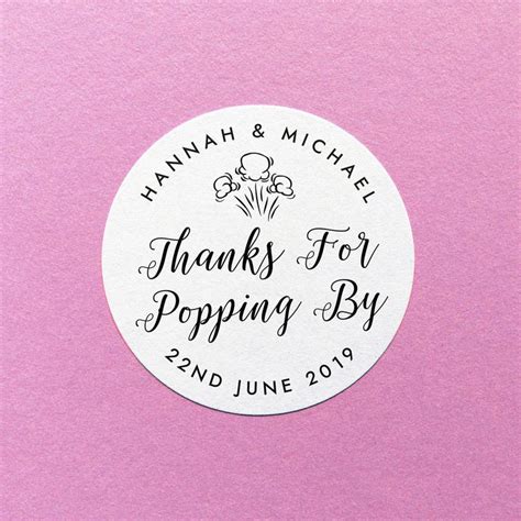 Personalized Popcorn Label Thanks For Popping By Sticker Etsy