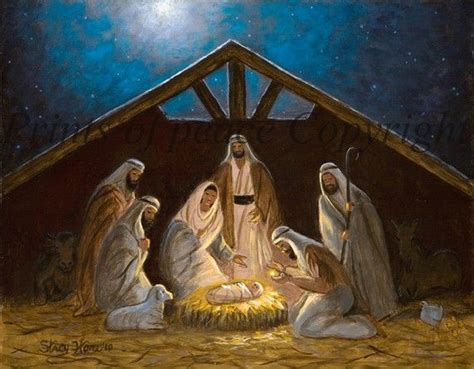Nativity Painting Nativity Scene Manger Birth Of Jesus Etsy