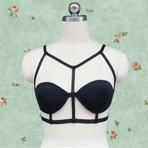 Womens Sexy Strappy Bra Summer Style Cage Bra Harness Hollow Out Bralette Bra Bandage Top Black