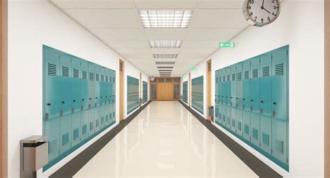 School Hallway 3d Model Cgtrader