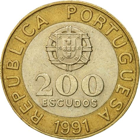 432013 Monnaie Portugal 200 Escudos 1991 Ttb Bi Metallic Km655