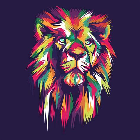 Colorful Lion Head Modern Pop Art Style 4228883 Vector Art At Vecteezy