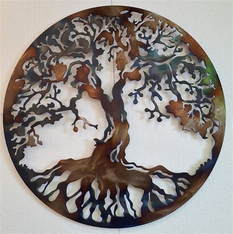 Tree Of Life Metal Art Wall Decor 235 Inches Heat Colored Amazon