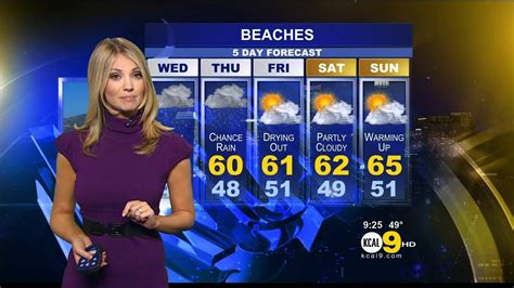 evelyn taft doing the weather in a purple dress for kcal r tvnewsbabes