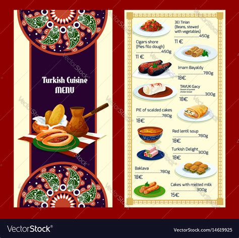 Turkish Cuisine Menu With Delights And Meat Dishes