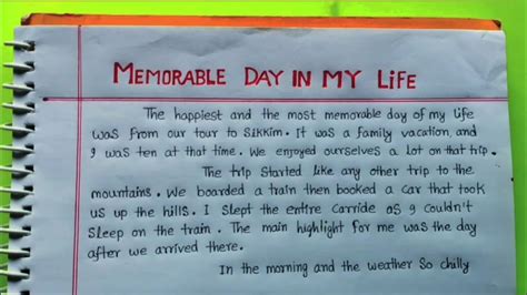 ️memorable Day In My Life A Memorable Day In My Life Paragraphfor