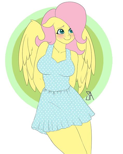 1297256 Safe Artist Souladdicted Fluttershy Anthro Blushing Breasts Busty Fluttershy