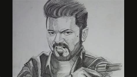 Realistic Pencil Drawing Of Vijay From Leo Youtube