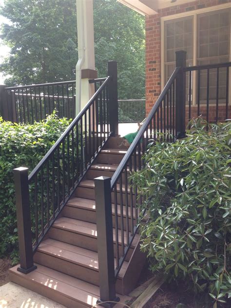Iron handrail arch step hand rail stair railing fits 2 steps for paver outdoor. Aluminum Porch Railing http://kennedyhomeimprovement.biz ...