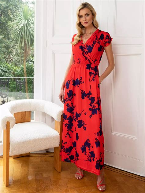 Hotsquash Floral Print Wrap Front Maxi Dress Redblue At John Lewis