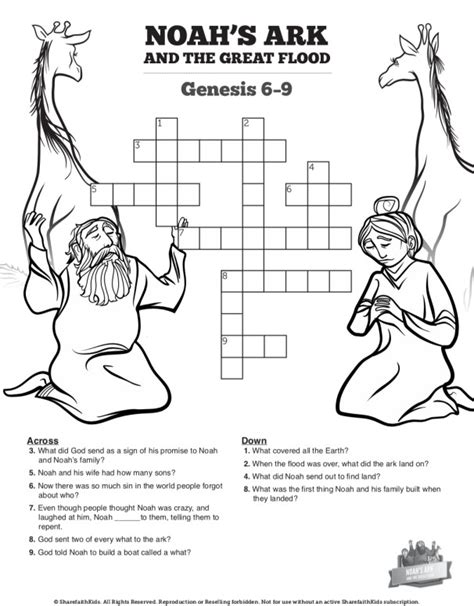 Noahs Ark Sunday School Crossword Puzzles Clover Media