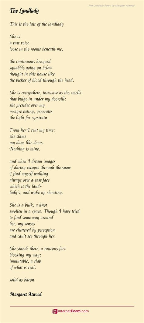 The Landlady Poem By Margaret Atwood