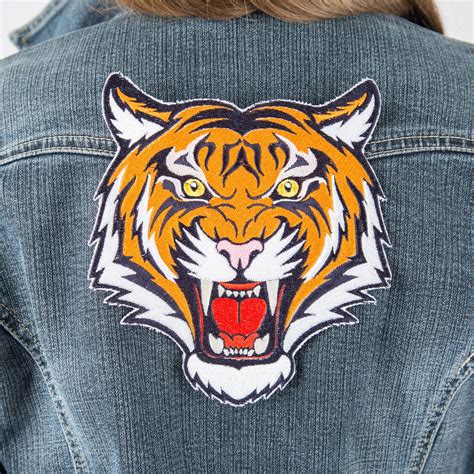 Tiger patch Biker patch Embroidered patch Iron on patch Large | Bag patches, Embroidered patches 