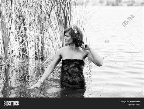 Woman Bathing Lake On Image Photo Free Trial Bigstock