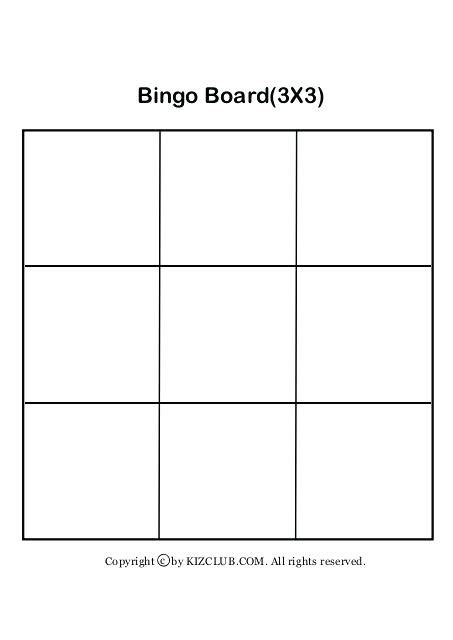 Casual Blank Bingo Cards 3x3 Counting Worksheets Preschool