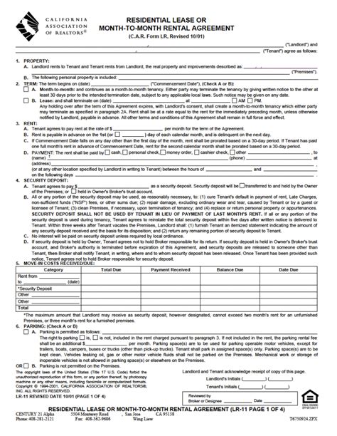 Free California Standard Residential Lease Agreement Pdf Word Rtf