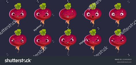 Cute Beetroot Character Face Emoji Set Stock Vector Royalty Free