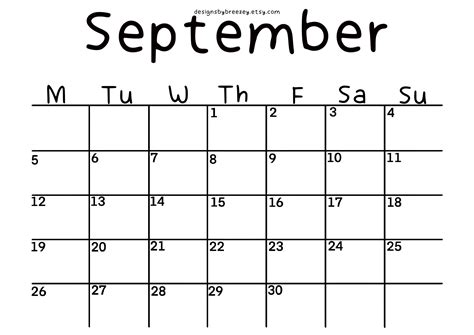Plain Blank 2022 Printable Calendar Etsy