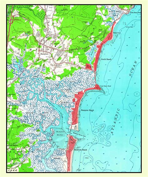 1966 Map Of Hampton Beach New Hampshire Etsy