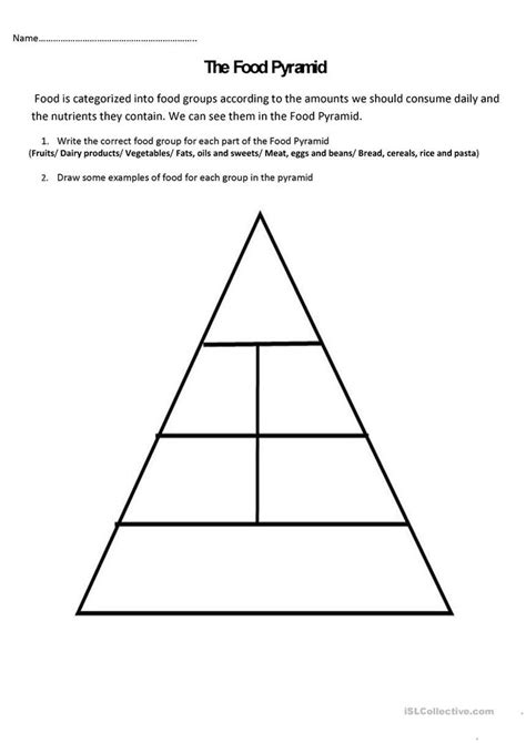 The Food Pyramid And Nutrients English Esl Worksheets For Distance