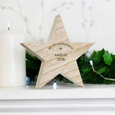 Personalised Rustic Wooden Star Decoration Uk