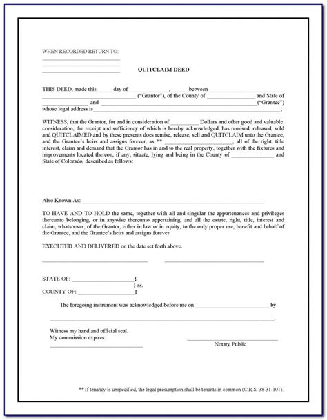 Personal Representative Deed Form Colorado Form Resume