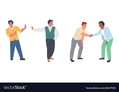 Man Character Friendship And Enmity Scene Vector Image