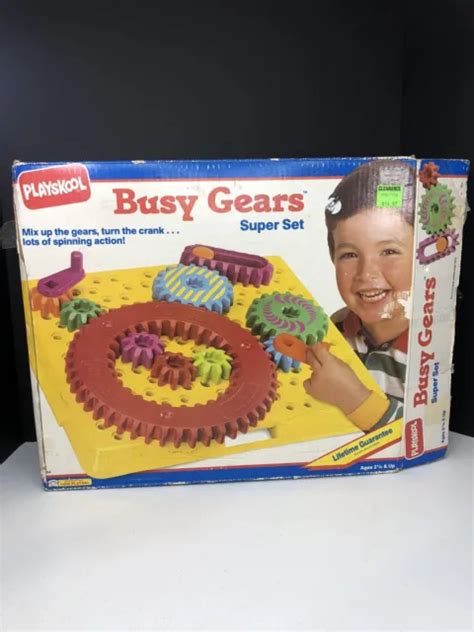 Vintage 1990 Playskool Busy Gears Super Set Kids Toy Hasbro Bradley