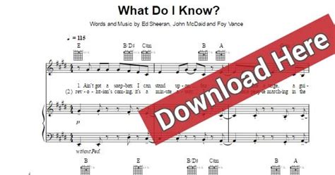 Ed Sheeran What Do I Know Sheet Music Chords Piano Notes