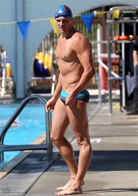 ryan lochte displayed his ripped body in tiny swimming trunks at a race in vancouver canada on