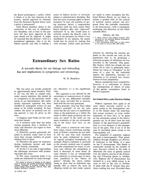 Hamilton 1967 Extraordinary Sex Ratios