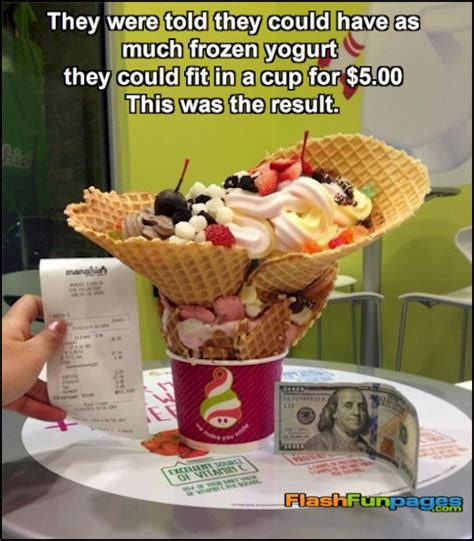 The frozen yogurt may be stored in continuous or batch freezers. funny food | Ecards for Facebook