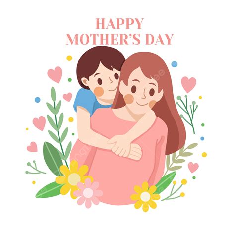 رسم توضيحي للأم وابنتها بمناسبة عيد الأم أمي يوم الأم عيد ام سعيد