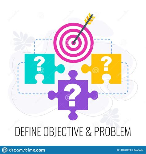 Define Objective And Problem Icon Market Research Stock Vector