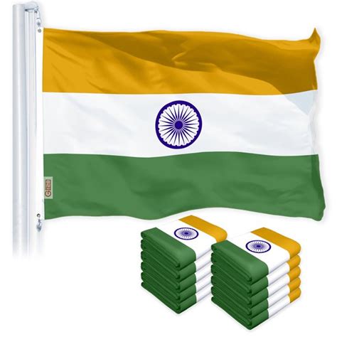 G128 10 Pack India Indian Flag 3x5 Feet Printed 150d Indoor