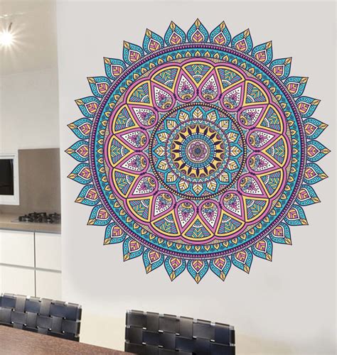 Colourful Mandala Pattern Wall Art Vinyl Stickers Indian India Transfer