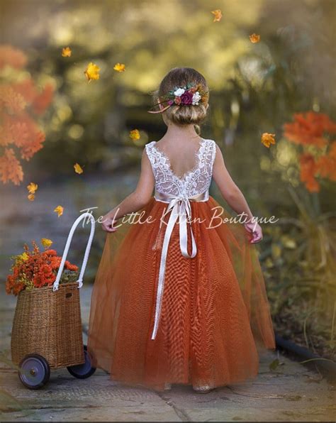 Burnt Orange Flower Girl Dress Rust Flower Girl Dress Lace Etsy