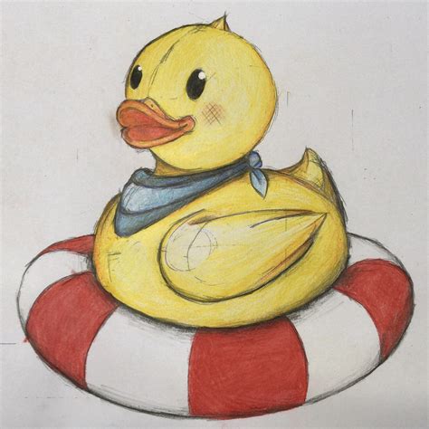 today i drew a rubber ducky in a lifebelt r drawing