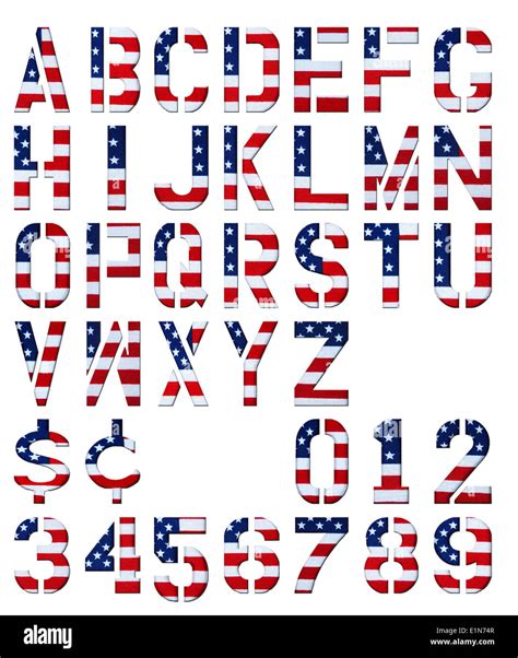 Letters Numbers And Dollar And Cent Signs Cut Out From Usa Flag Like